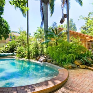 A backyard swimming pool